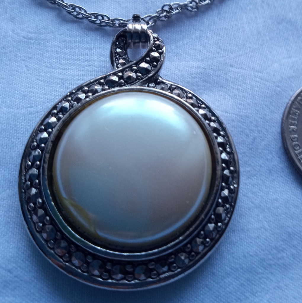 Vintage Reversible Pendant Necklace Silver Tone